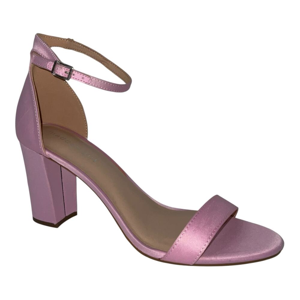 Madden Girl Women's Bella Ankle Strap Block Heel Sandals Pink Size 11